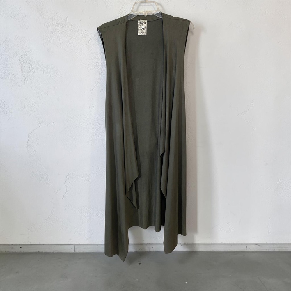 Vocal USA Women's XL Olive Faux Suede Duster Vest Draped Boho Western